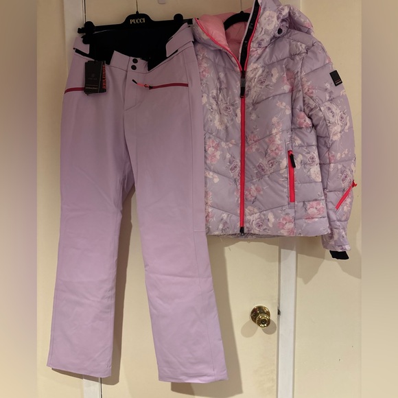 LoveShackFancy Bogner Fire + Ice Purple Pink Ski Set Coat Pants - Picture 6 of 6